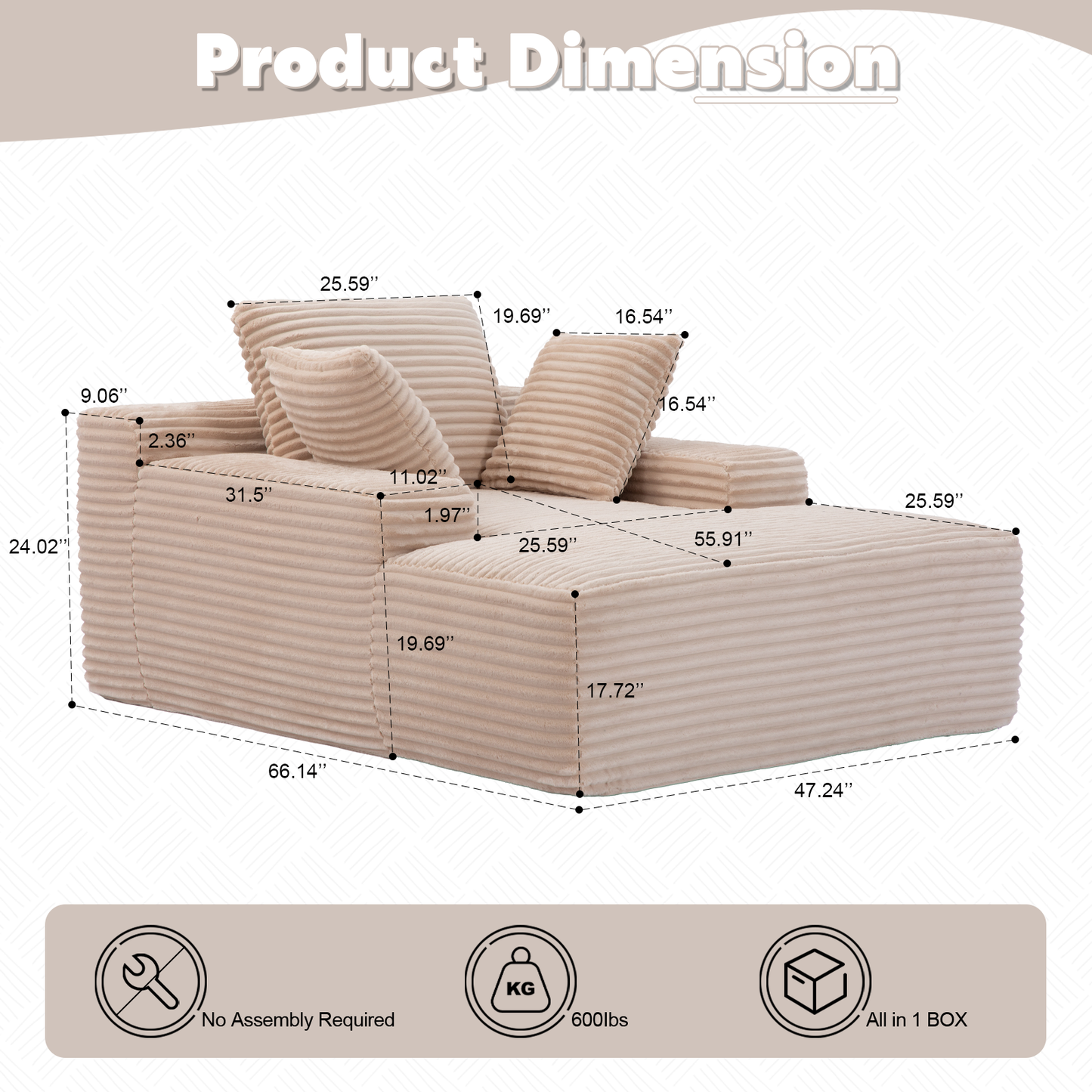 The Oversized Corduroy Chaise Lounge Chair