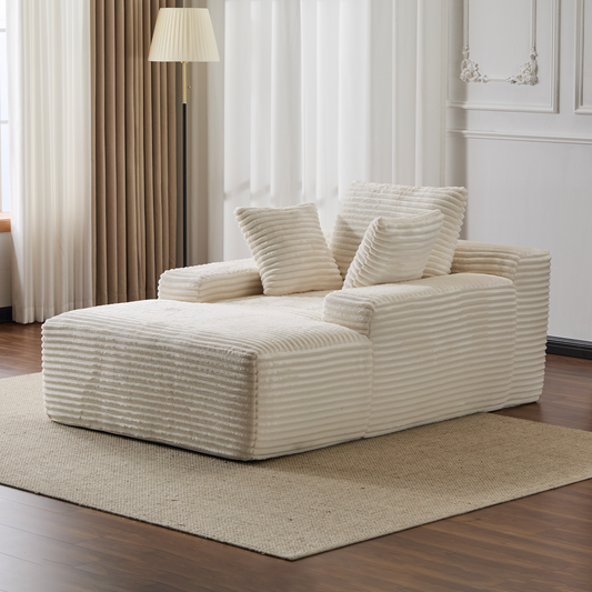 The Oversized Corduroy Chaise Lounge Chair in white